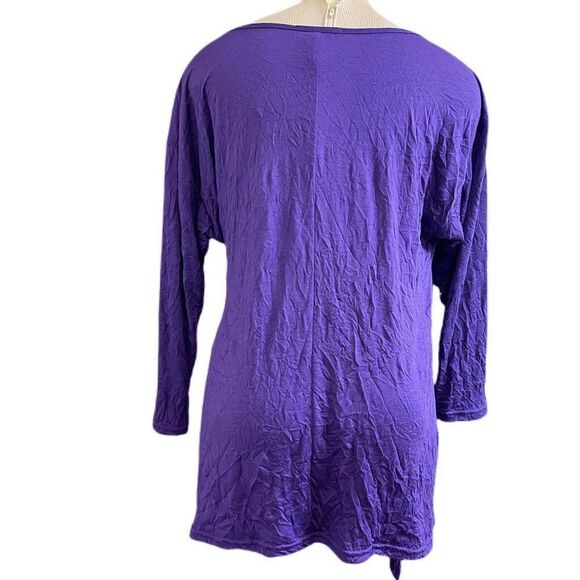 Yushi Purple Crinkle Lagenlook Tunic Top Size Medium - Picture 3 of 10